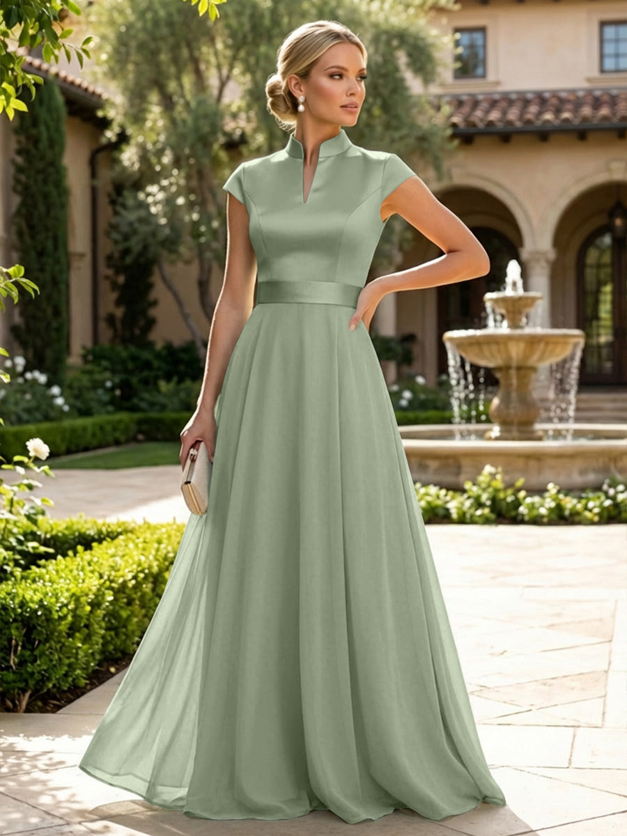 Elegant A-Line Chiffon Floor-Length Mother of the Bride & Groom Dresses with Satin Corset Bodice (SHI22500678)