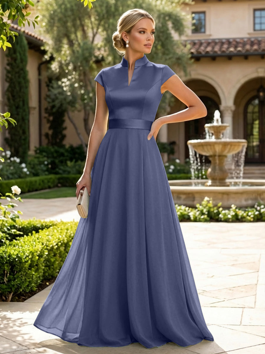 Elegant A-Line Chiffon Floor-Length Mother of the Bride & Groom Dresses with Satin Corset Bodice (SHI22500678)