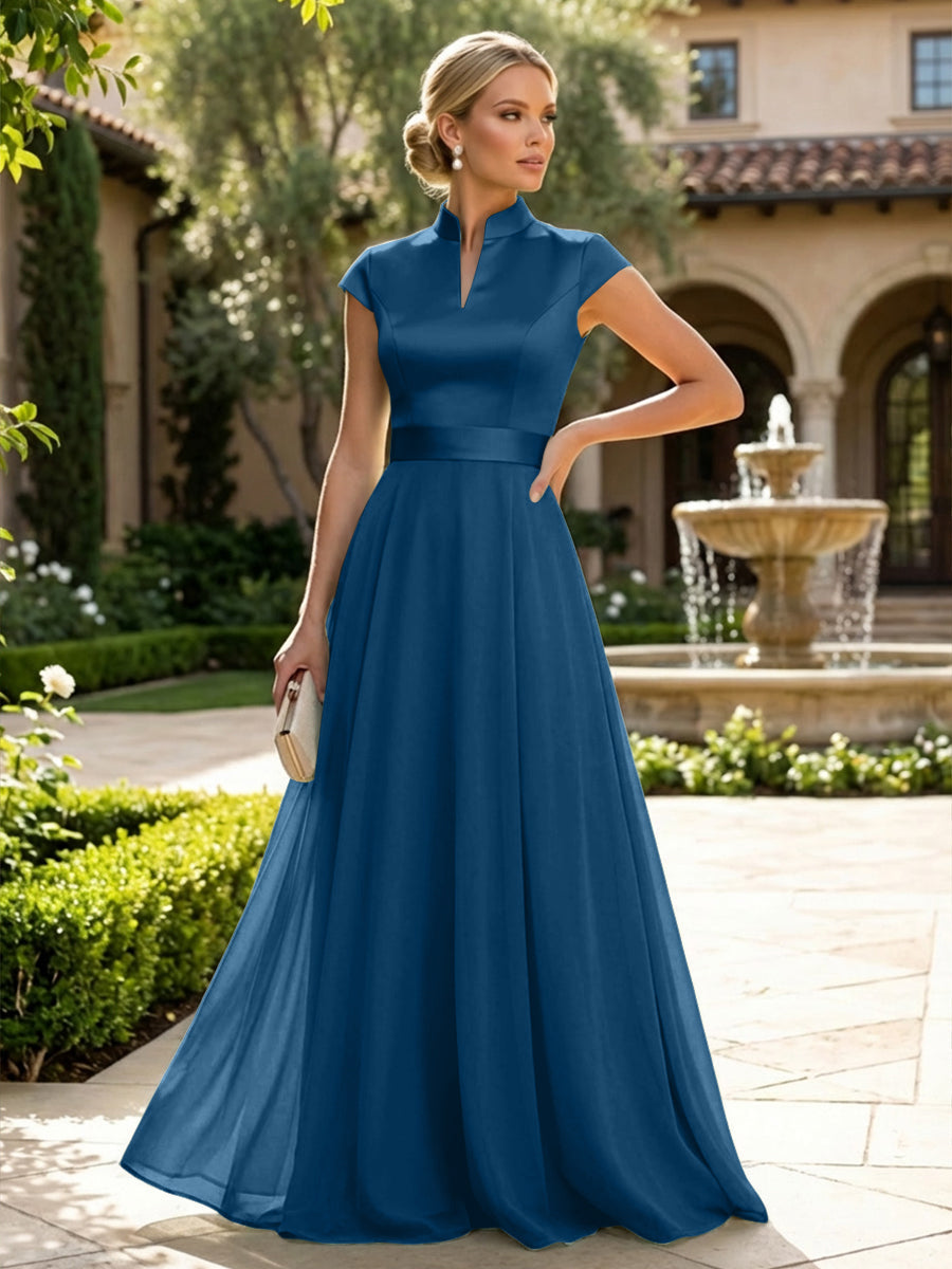 Elegant A-Line Chiffon Floor-Length Mother of the Bride & Groom Dresses with Satin Corset Bodice (SHI22500678)