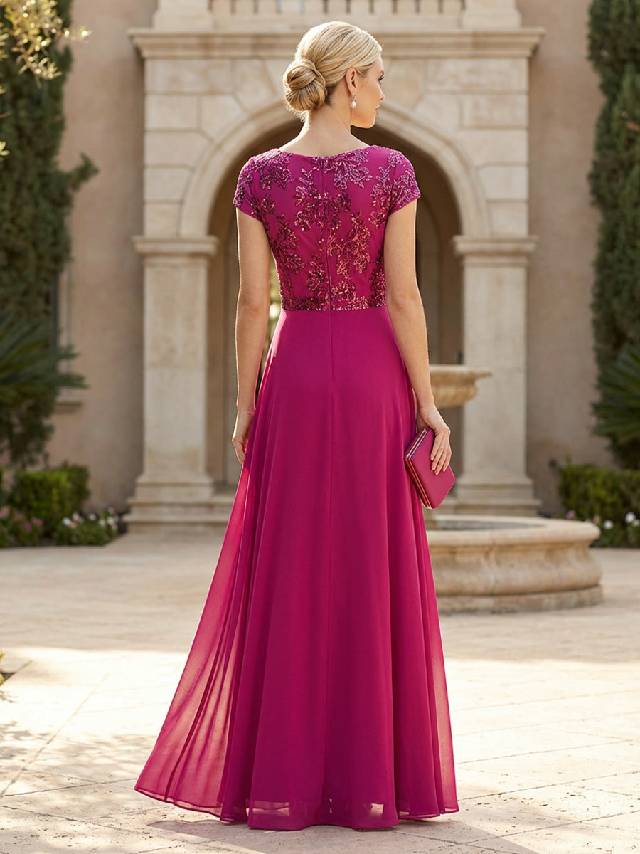 A-Line Scoop Neck Ruched Floor-Length Mother of the Bride Dresses with Ruffle (SHI22500216)