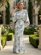Sheath Chiffon Floral Print Cape Sleeves Mother of the Bride & Groom Dresses for Formal Wedding (SHI22500682)