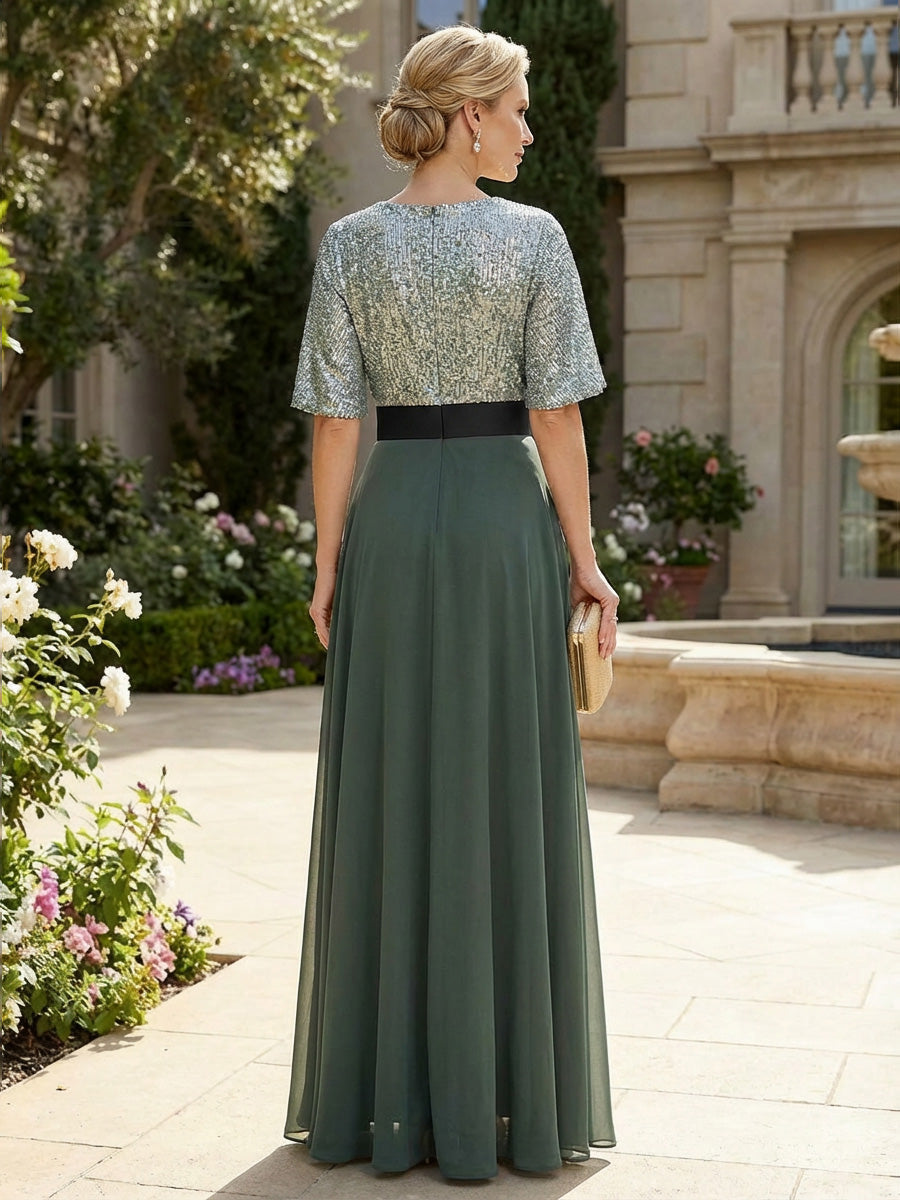 A-Line/Princess Scoop Neck Cap Sleeve Floor-Length Mother of the Bride Dresses with Lace Applique (SHI22500008)