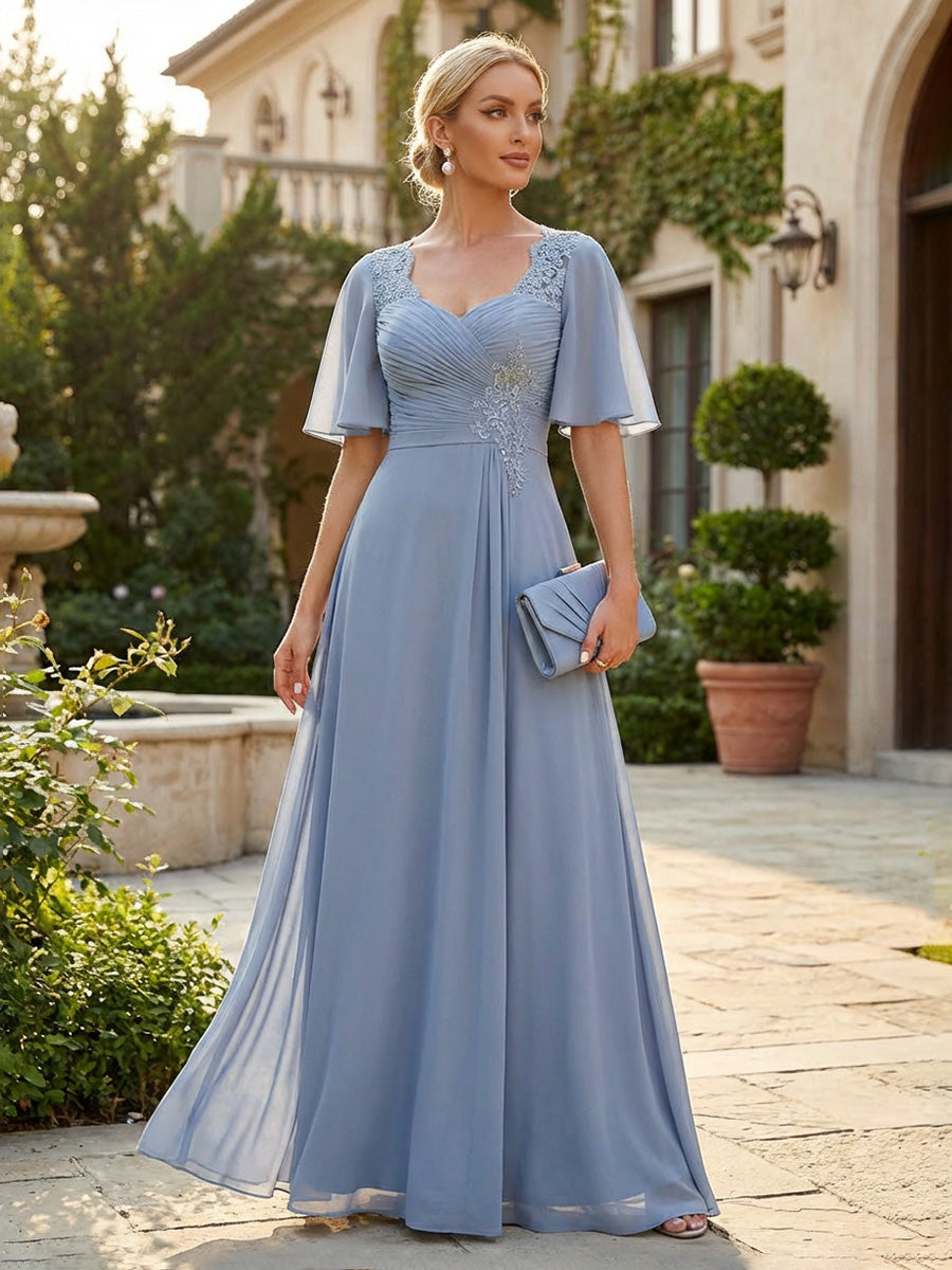 Lightweight Sheath Tea-Length Chiffon Mother of the Bride & Groom Dresses with Cowl Neck & Ruched Waist (SHI22500689)