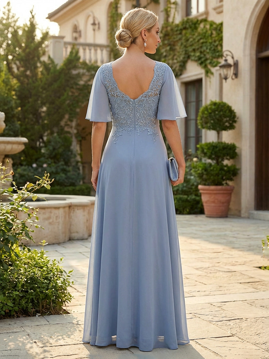 Lightweight Sheath Tea-Length Chiffon Mother of the Bride & Groom Dresses with Cowl Neck & Ruched Waist (SHI22500689)