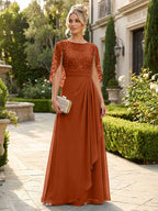 A-Line Chiffon Cape Sleeves Floor-Length Mother of the Bride & Groom Dresses with Floral Sequin Bodice (SHI22500691)