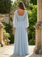 Sheath/Column V-Neck Jacquard Maxi Mother of the Bride & Groom Dresses with Ruffles & Slit (SHI25001047)