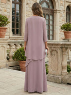 A-Line/Princess V-Neck Satin Tea-Length Mother of the Bride Dresses with Flower (SHI22500080)