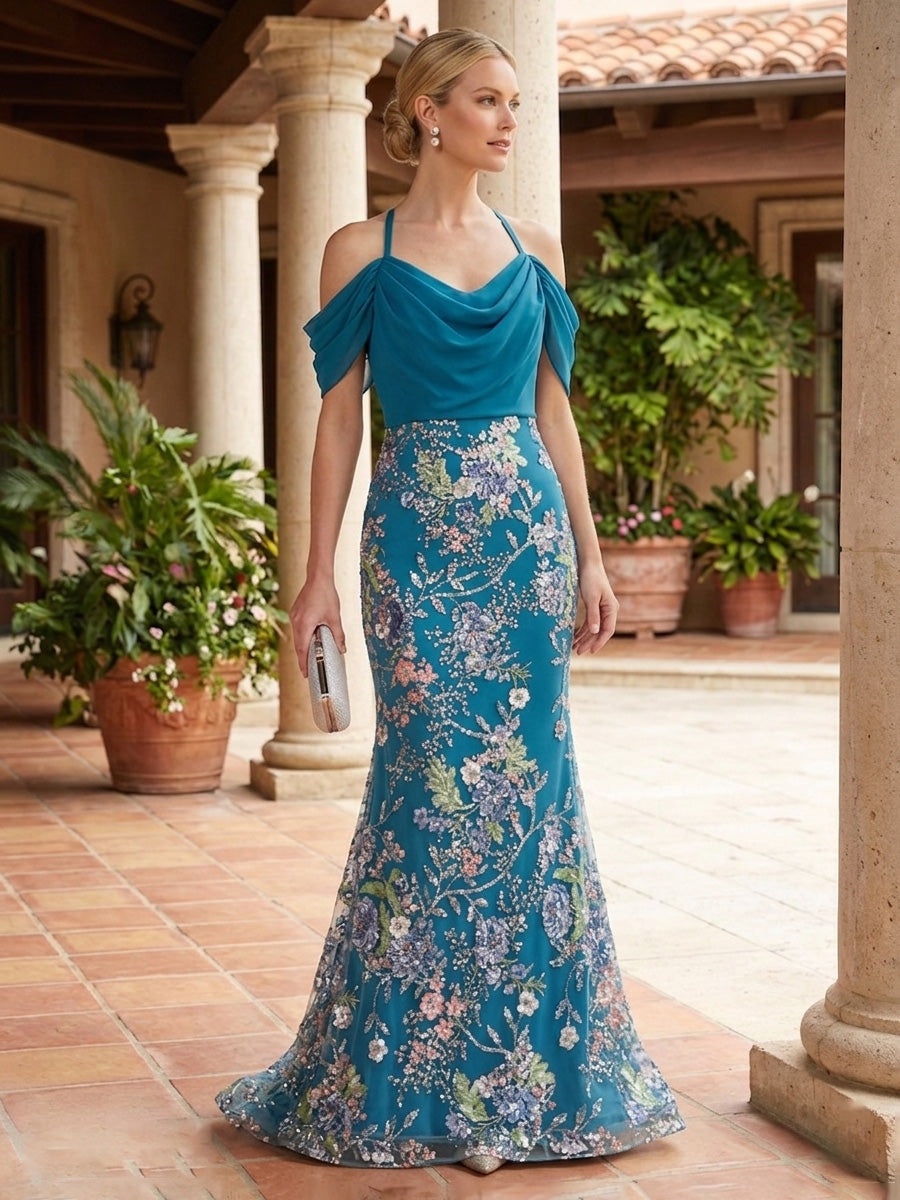 Sheath/Column Asymmetrical Pleated Satin Floor-Length Mother of the Bride Dresses with Ruffle (SHI22500107)