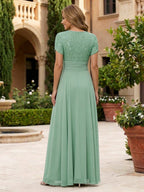 Sheath Chiffon Floral Print Cape Sleeves Mother of the Bride & Groom Dresses for Formal Wedding (SHI22500682)