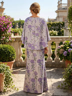 Floral Print Sheath/Column Scoop Neck Floor-Length Mother of the Bride & Groom Dresses with Ruched Waist (SHI22501153)