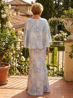 Jacquard Sheath/Column Scoop Neck Floor-Length Mother of the Bride & Groom Dresses with Ruched Waist (SHI22501318)