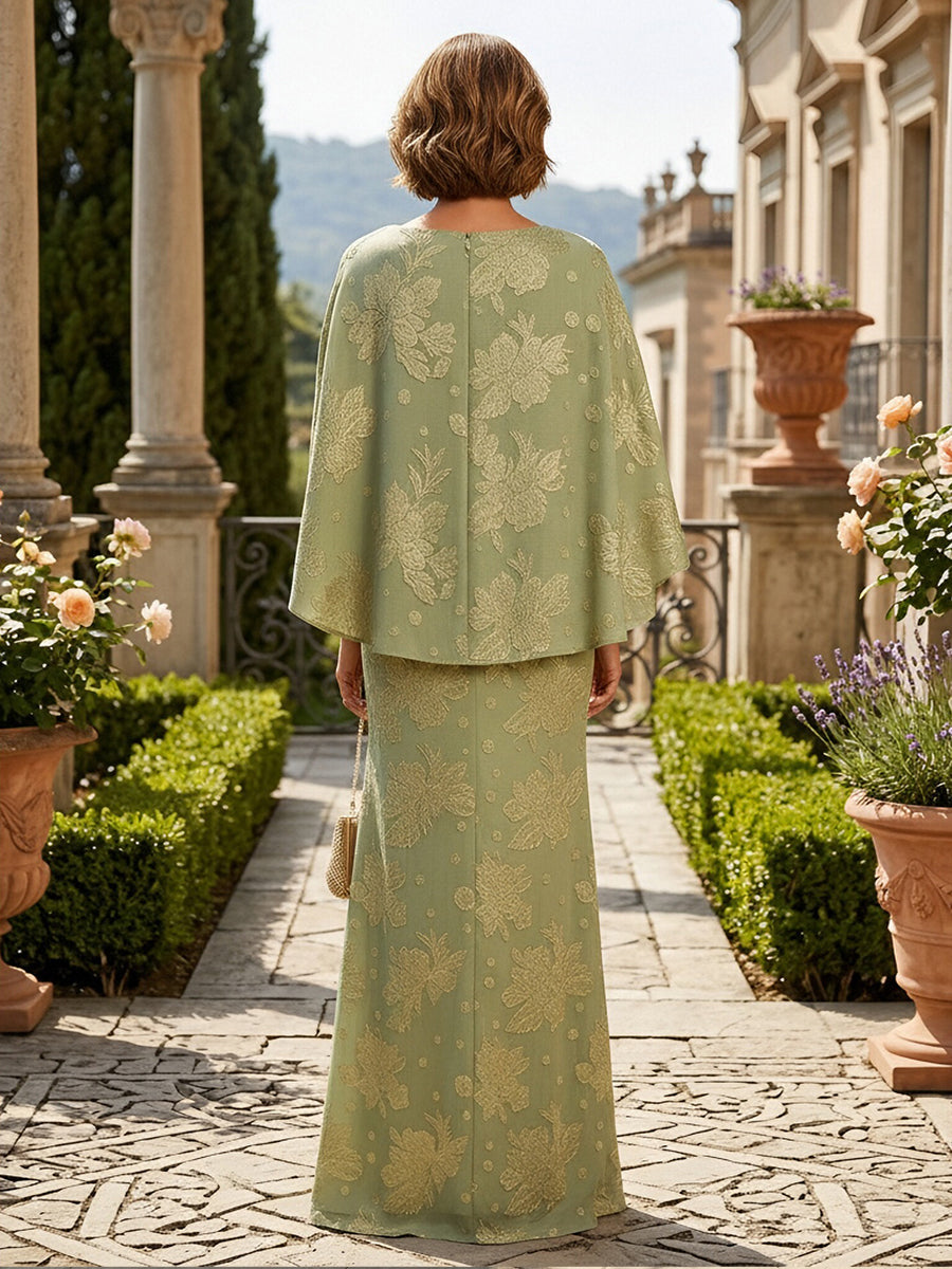 Satin A Line Round Neck Ruched Pleats Mother of the Bride & Groom Dresses (SHI22500952)