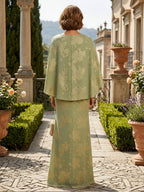 Jacquard Sheath/Column Scoop Neck Floor-Length Mother of the Bride & Groom Dresses with Ruched Waist (SHI22500921)