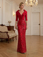 A-Line/Princess V-Neck Chiffon Floor-Length Mother of the Bride & Groom Dresses with Lace Appliques & Pleats (SHI22501605)