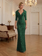 Sequin Floral Sheath Floor-Length Mother of the Bride & Groom Dresses with Satin Bodice (SHI22500925)