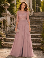 Jacquard A-Line/Princess V-Neck Floor-Length Mother of the Bride & Groom Dresses with Ruched Waist (SHI22501061)