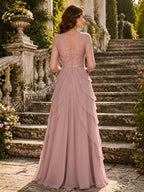 Jacquard A-Line/Princess V-Neck Floor-Length Mother of the Bride & Groom Dresses with Ruched Waist (SHI22501061)
