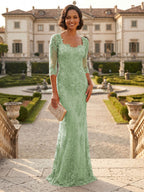 Lace Appliques Sheath/Column Scoop Neck Floor-Length Mother of the Bride & Groom Dresses for Women (SHI22501013)