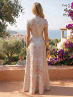 A-Line/Princess Sweetheart Chiffon Maxi Mother of the Bride & Groom Dresses with Lace Appliques & Ruched Bodice (SHI22501637)