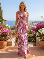 Jacquard Sheath/Column V-Neck Floor-Length Mother of the Bride & Groom Dresses with Ruffles & Ruched Waist (SHI22501060)