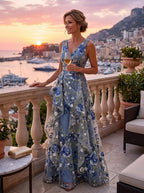 Lace V-Neck Floor-Length Mother of the Bride & Groom Dresses for Women with Ruffles (SHI22501076)