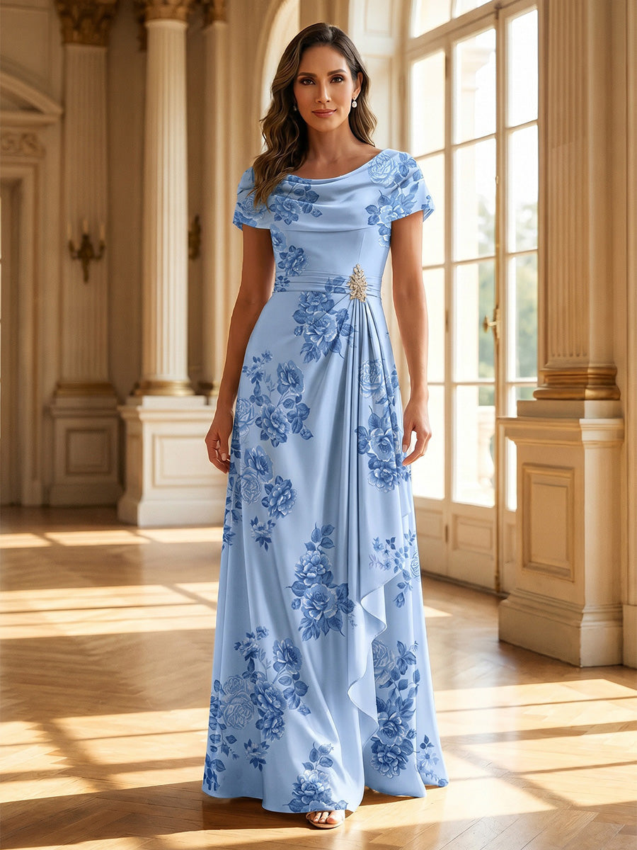 Jacquard A-Line/Princess V-Neck Floor-Length Mother of the Bride & Groom Dresses with Pockets (SHI22501540)