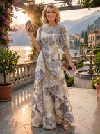 Jacquard A-Line/Princess Scoop Neck Floor-Length Mother of the Bride & Groom Dresses with Ruffles & Ruched Waist (SHI22501201)