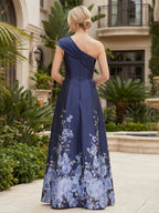 Chiffon A-Line/Princess One Shoulder Floor-Length Mother of the Bride & Groom Dresses with Ruffles & Ruched Waist (SHI22501248)