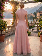 A-Line/Princess V-Neck Chiffon Floor-Length Mother of the Bride & Groom Dresses with Lace Appliques, Sequin & Ruffles (SHI22501608)
