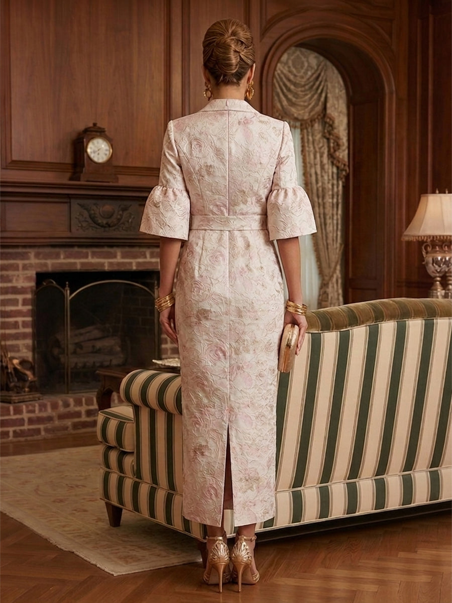 Sheath/Column One Shoulder Floral Embroidery Floor-Length Mother of the Bride & Groom Dresses with Side Draped Sash (SHI22501617)