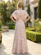 Lace V-Neck Floor-Length Mother of the Bride & Groom Dresses for Women with Ruffles (SHI22501076)