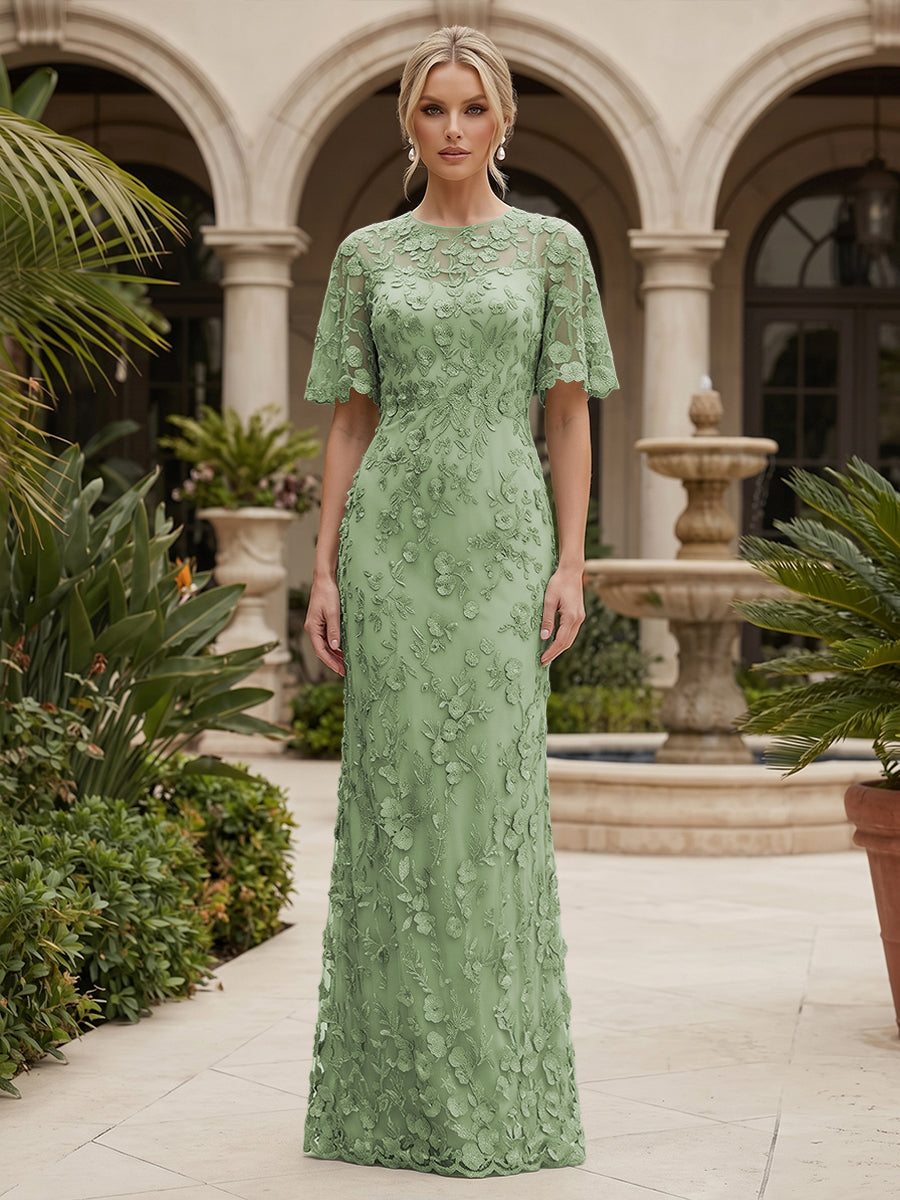Lace Floral Sheath/Column Scoop Neck Floor-Length Mother of the Bride & Groom Dresses for Women (SHI22501493)