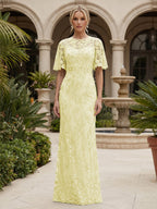 Lace Floral Sheath/Column Scoop Neck Floor-Length Mother of the Bride & Groom Dresses for Women (SHI22501493)