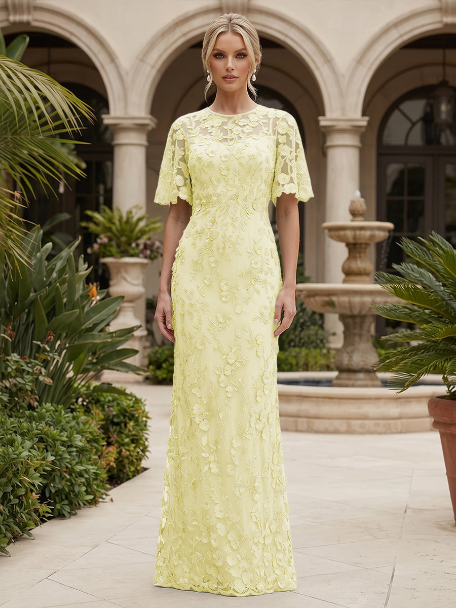 Lace Floral Sheath/Column Scoop Neck Floor-Length Mother of the Bride & Groom Dresses for Women (SHI22501493)