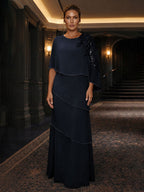 Chiffon A-Line/Princess Scoop Neck Floor-Length Mother of the Bride & Groom Dresses with Tiered Layers (SHI22501536)
