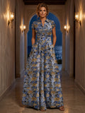Jacquard A-Line/Princess V-Neck Floor-Length Mother of the Bride & Groom Dresses with Pockets (SHI22501540)