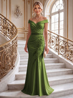 Sheath/Column Off Shoulder Chiffon Floor-Length Mother of the Bride & Groom Dresses with Lace Appliques (SHI22501551)
