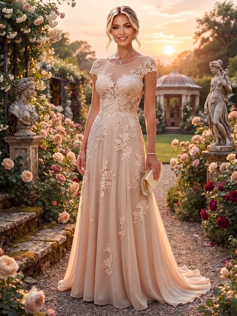 Tulle A-Line/Princess V-Neck Floor-Length Mother of the Bride & Groom Dresses with 3D Flowers (SHI22501351)