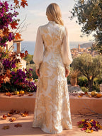 A-Line/Princess Scoop Neck Satin High-Low Mother of the Bride & Groom Dresses with Sequin Floral & Pleats (SHI22501631)