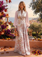 A-Line/Princess Scoop Neck Jacquard Floor-Length Mother of the Bride & Groom Dresses with Ruched Waist (SHI22501615)