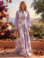 A-Line/Princess Scoop Neck Jacquard Floor-Length Mother of the Bride & Groom Dresses with Ruched Waist (SHI22501615)
