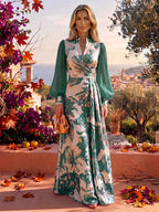 A-Line/Princess Scoop Neck Jacquard Floor-Length Mother of the Bride & Groom Dresses with Ruched Waist (SHI22501615)