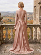 A-Line/Princess Scoop Neck Satin High-Low Mother of the Bride & Groom Dresses with Ruffles & Bow (SHI22501630)
