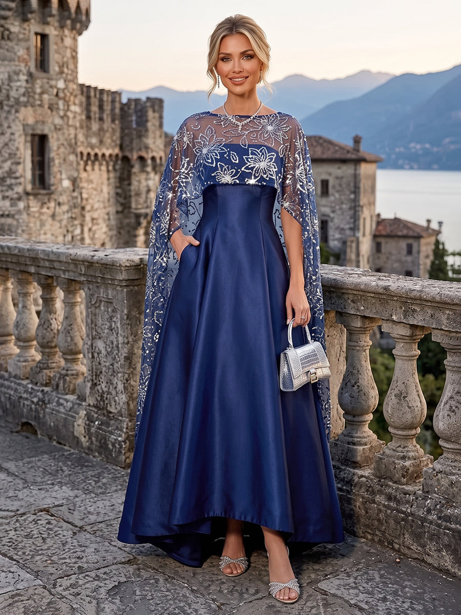 A-Line/Princess Scoop Neck Jacquard Floor-Length Mother of the Bride & Groom Dresses with Ruched Waist (SHI22501615)
