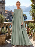 A-Line/Princess Scoop Neck Chiffon Floor-Length Mother of the Bride & Groom Dresses for Women (SHI22501635)