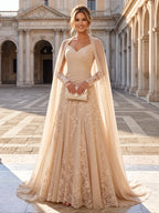 A-Line/Princess Strapless Lace Appliques Floor-Length Mother of the Bride & Groom Dresses with Pleats, Ruched Waist & Sweep Train (SHI22501664)