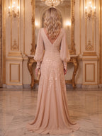 Sheath/Column Strapless Stretch Jersey Maxi Mother of the Bride & Groom Dresses with 3D Flowers & Slit (SHI22501694)