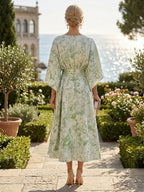 Floral Print Sheath/Column Scoop Neck Floor-Length Mother of the Bride & Groom Dresses with Ruched Waist (SHI22501153)