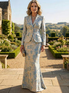 Two-Piece Mermaid Long Sleeve Floor-Length Mother of the Bride Dresses with Blazer Jacket (SHIA22500213)