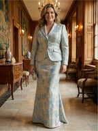 Two-Piece Mermaid Long Sleeve Floor-Length Mother of the Bride Dresses with Blazer Jacket (SHIA22500213)